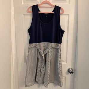 Tommy Hilfiger women’s Navy sleeveless dress with pin stripe skirt. Size XL  $15